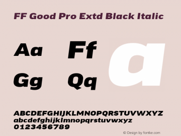 FF Good Pro Extd Black Italic Version 7.504; 2014; Build 1020 Font Sample