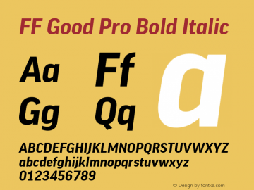 FF Good Pro Bold Italic Version 7.504; 2010; Build 1021 Font Sample