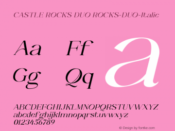 CASTLE ROCKS DUO Italic Version 001.000 Font Sample