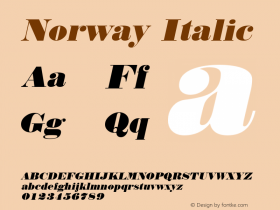 Norway Italic Macromedia Fontographer 4.1 6/28/96 Font Sample