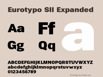 Eurotypo SII Expanded 3.001 Font Sample