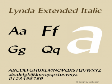 Lynda Extended Italic 1.0 Wed Jul 28 13:04:44 1993图片样张