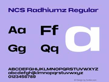 NCS Radhiumz Version 1.000 Font Sample