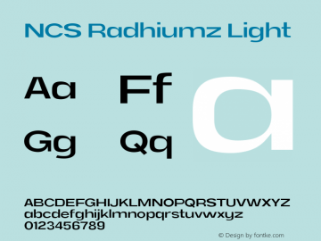 NCS Radhiumz Light Version 1.000 Font Sample