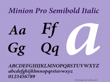 MinionPro-SemiboldIt Version 2.115;PS 2.000;hotconv 1.0.78;makeotf.lib2.5.61930 Font Sample