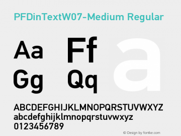 PF DinText W07 Medium Version 3.20 Font Sample
