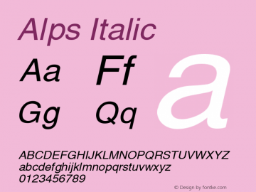 Alps Italic Altsys Fontographer 4.1 12/26/94图片样张