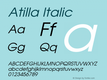 Atilla Italic 1.000 Font Sample