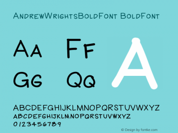 AndrewWrightsBoldFont BoldFont Version 001.000 Font Sample