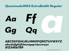 Quasimoda W03 ExtraBoldItalic Version 1.00 Font Sample