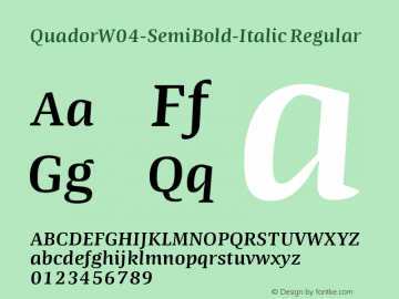 Quador W04 SemiBold-Italic Version 1.00 Font Sample