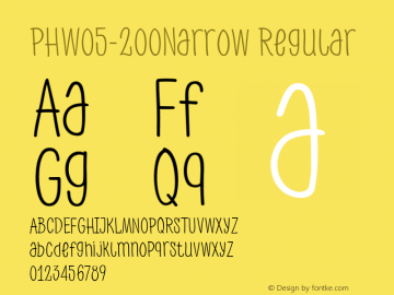 PH W05 200 Narrow Version 1.00 Font Sample