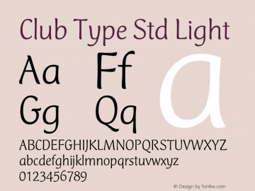 ClubTypeStd-Light Version 2.081;PS 002.000;hotconv 1.0.67;makeotf.lib2.5.33168图片样张