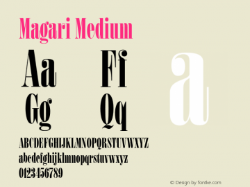 Magari Medium Version 1.000;hotconv 1.0.109;makeotfexe 2.5.65596 Font Sample