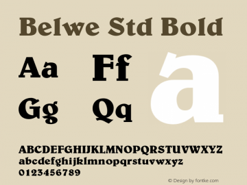 BelweStd-Bold Version 2.082;PS 005.000;hotconv 1.0.67;makeotf.lib2.5.33168 Font Sample