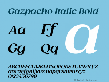 Gazpacho Italic Bold Version 1.000; wf-rip图片样张