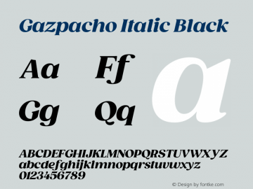 Gazpacho Italic Black Version 1.000; wf-rip Font Sample