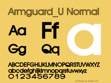 Armguard_U 1.0 Tue Nov 07 14:35:56 1995 Font Sample