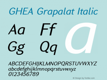 GHEAGrapalat-Italic Version 1.006 2007 Font Sample