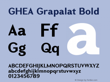 GHEAGrapalat-Bold Version 1.006 2007 Font Sample