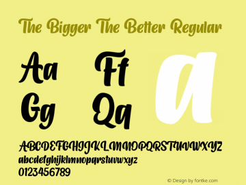 The Bigger The Better Version 1.00;February 3, 2021;FontCreator 13.0.0.2683 32-bit Font Sample