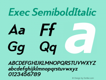 Exec SemiboldItalic 2.004 Font Sample