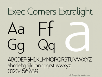 Exec Corners Extralight 2.005 Font Sample