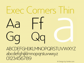 Exec Corners Thin 2.005 Font Sample