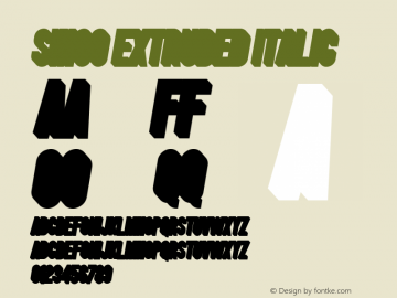 Singo Extruded Italic Version 1.00;February 8, 2021;FontCreator 12.0.0.2560 64-bit图片样张