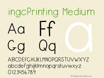 ingcPrinting Medium Version 001.000 Font Sample
