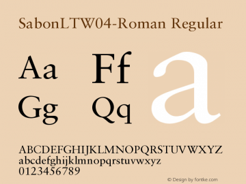 Sabon LT W04 Roman Version 1.00 Font Sample