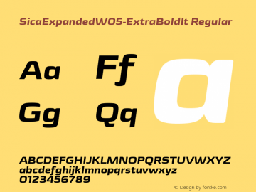 Sica Expanded W05 ExtraBold It Version 1.00 Font Sample