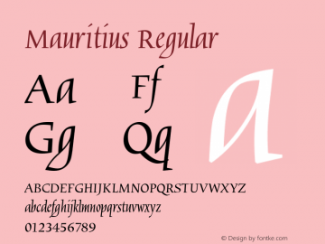 Mauritius Regular Version 1.05 Font Sample
