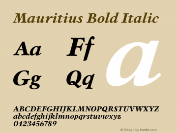 Mauritius Bold Italic Version 1.000图片样张