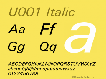 U001 Italic Version 1.05 Font Sample