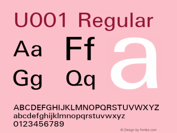 U001 Regular Version 1.05 Font Sample