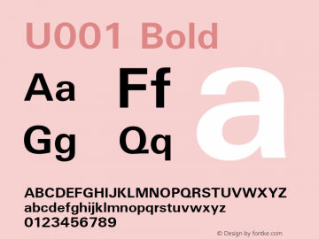 U001 Bold Version 1.05 Font Sample
