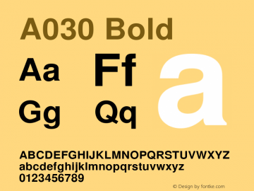 A030 Bold Version 1.05 Font Sample