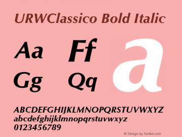 URWClassico Bold Italic Version 1.05 Font Sample