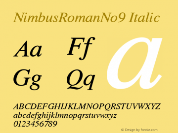 NimbusRomanNo9 Italic Version 1.05图片样张