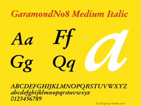 GaramondNo8 Medium Italic Version 1.05图片样张