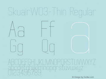 Skuair W03 Thin Version 1.1 Font Sample