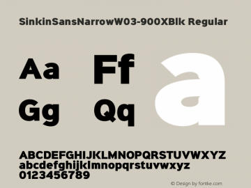 Sinkin Sans Narrow W03 900XBlk Version 1.00 Font Sample