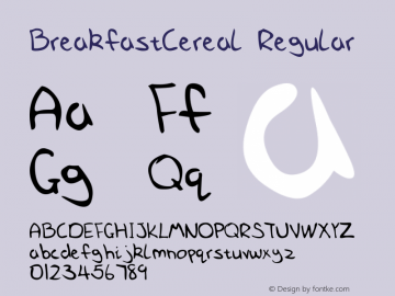 BreakfastCereal Regular 1.01 Font Sample