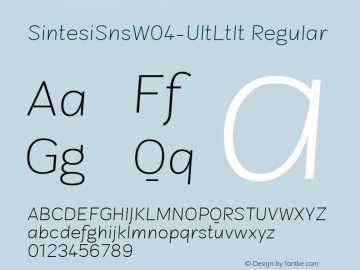 Sintesi Sns W04 Ult Lt It Version 1.1 Font Sample