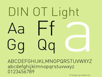 DIN OT Light Version 7.601, build 1030, FoPs, FL 5.04 Font Sample