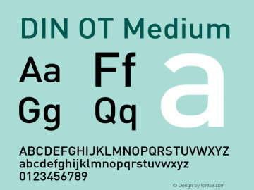 DIN OT Medium Version 7.601, build 1030, FoPs, FL 5.04 Font Sample
