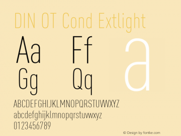 DIN OT Cond Extlight Version 7.601, build 1030, FoPs, FL 5.04 Font Sample