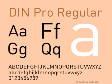 DIN Pro Version 7.601, build 1030, FoPs, FL 5.04 Font Sample