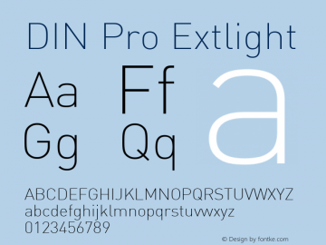 DIN Pro Extlight Version 7.601, build 1030, FoPs, FL 5.04 Font Sample